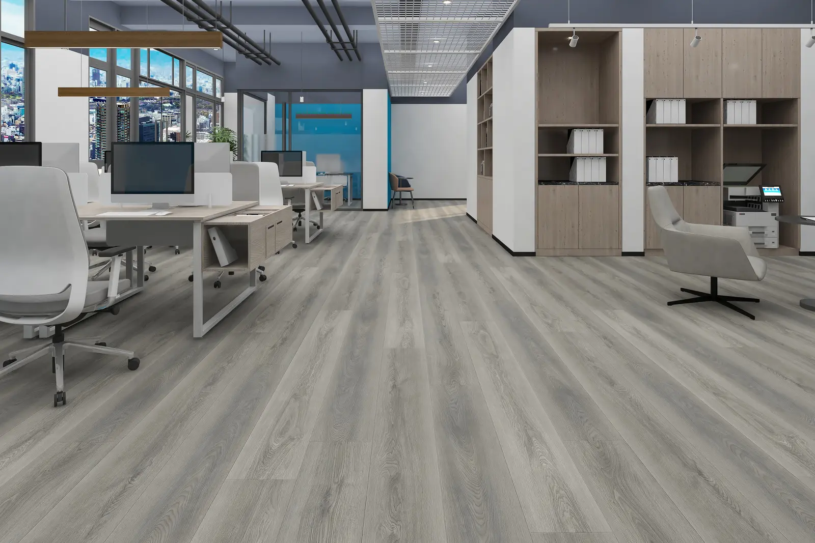 Moonlit Pewter flooring in a furnished interior