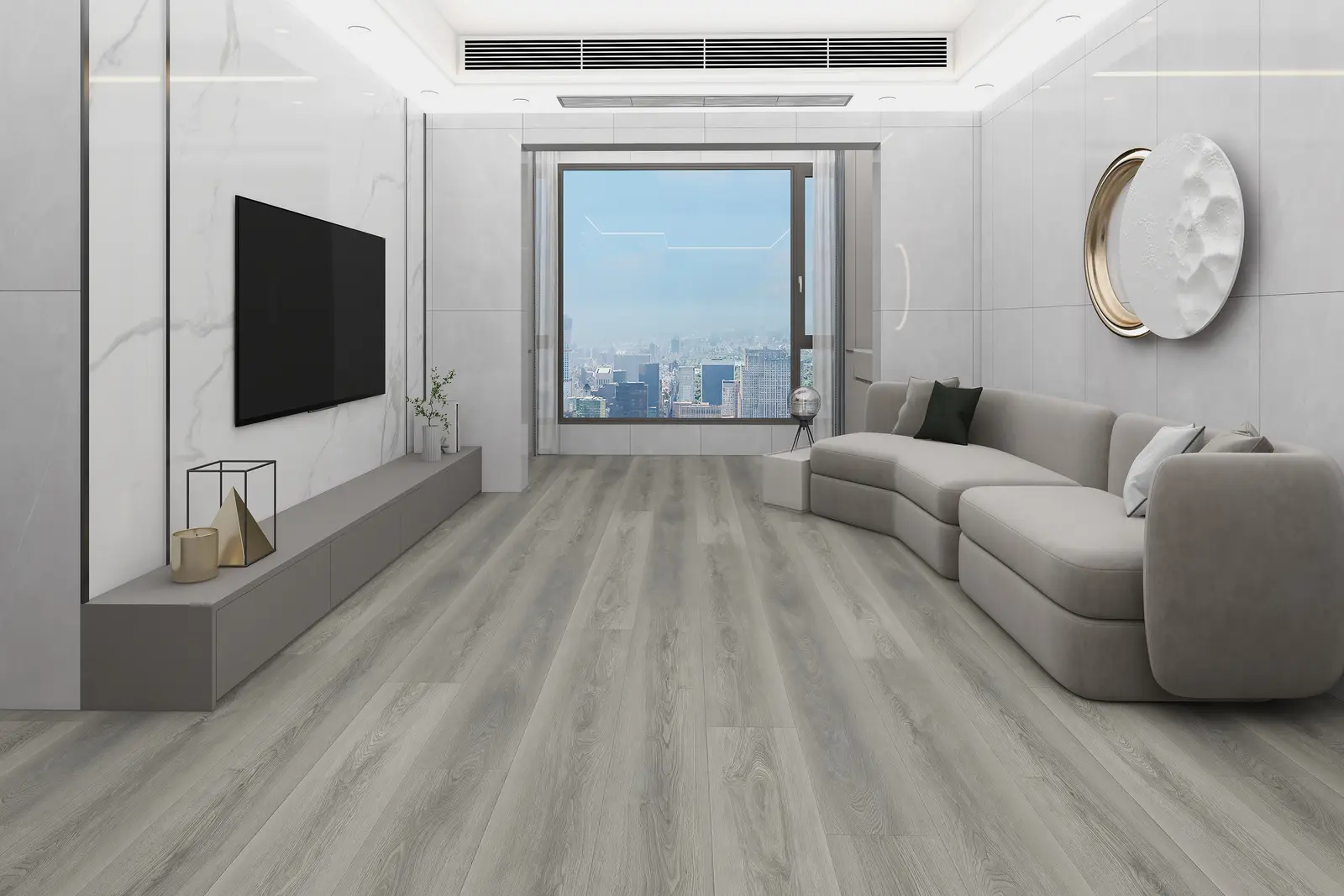 Moonlit Pewter flooring in a furnished interior